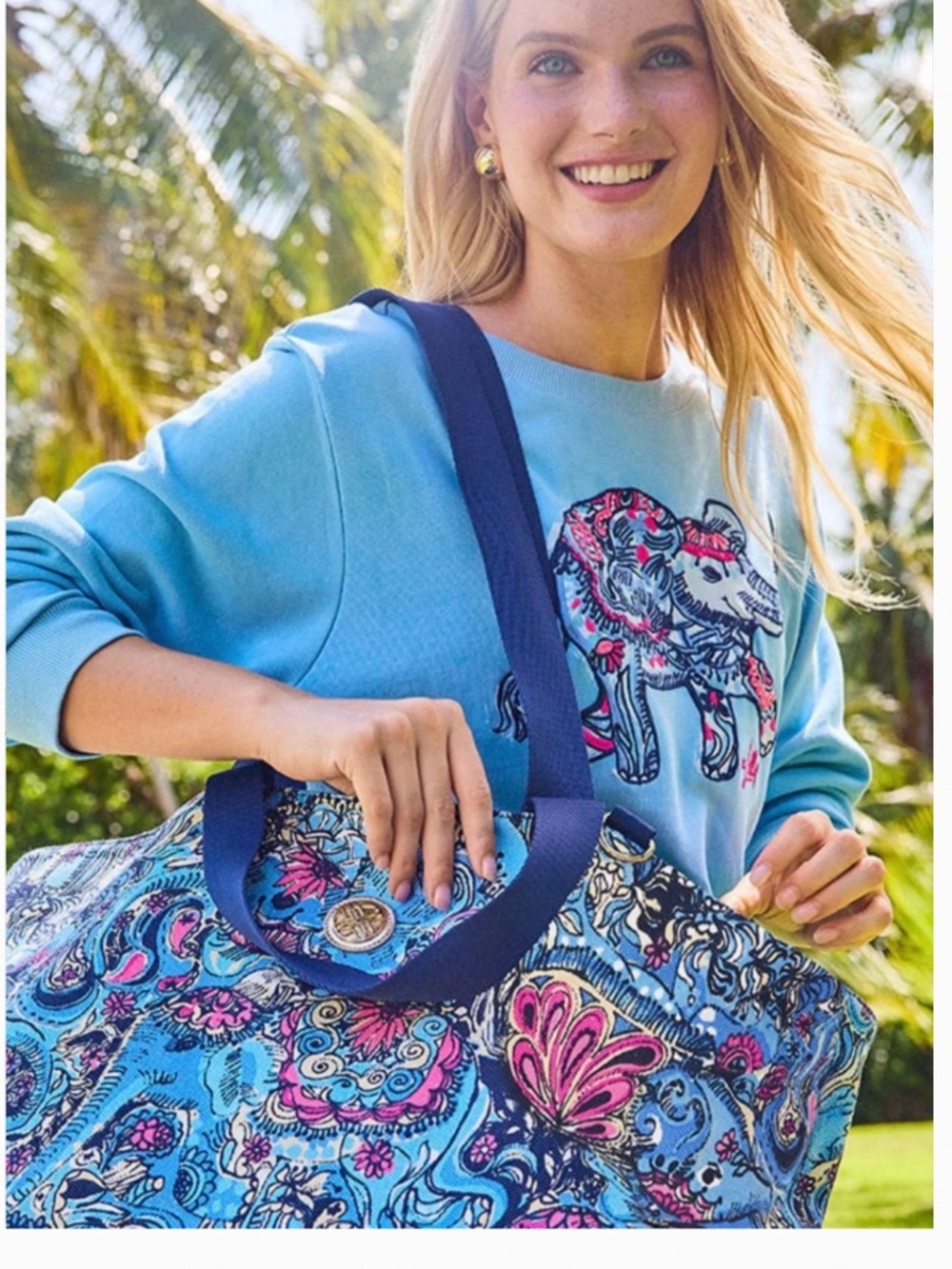 Lilly Pulitzer Canvas tote bag. Multi Paisley Parade